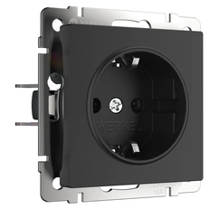 Изображение Розетка с заземлением (черный матовый) W1171008