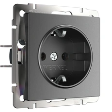 Изображение Розетка с заземлением (графит матовый) W1171064